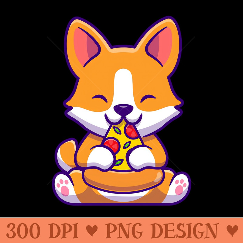 Cute Corgi Dog Eating Pizza - PNG Download Pack - Latest Updates