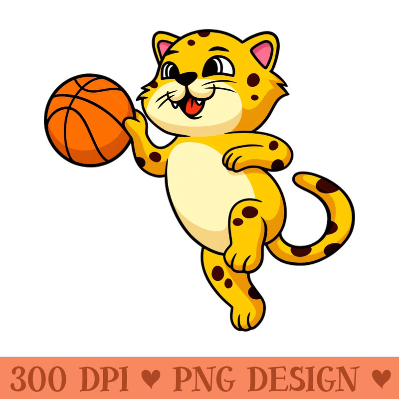 Cute Cartoon Leopard Cat plays Basketball Kids - PNG Download Library - Popularity