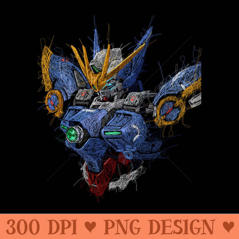 Wing Gundam Scribble Artwork - High-Quality PNG Download - Unique
