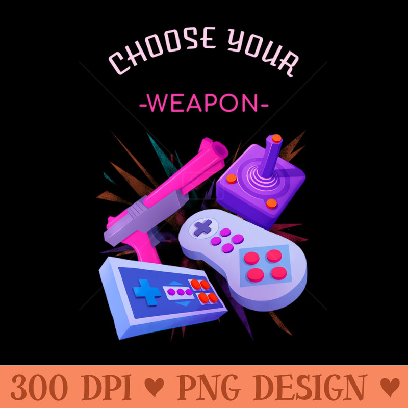Retro Gaming Arsenal Choose Your Weapon - Vector PNG Download - Unique