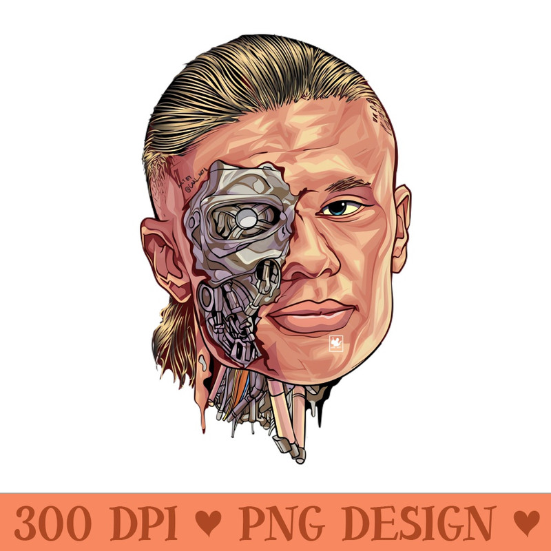 Erling haaland Cyborg art Design T Hoodie Stickers - PNG Image Downloads - Unique