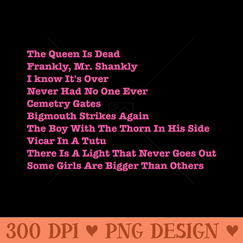 The Smiths The Queen Is Dead Tracklist - PNG Download - Professional Design