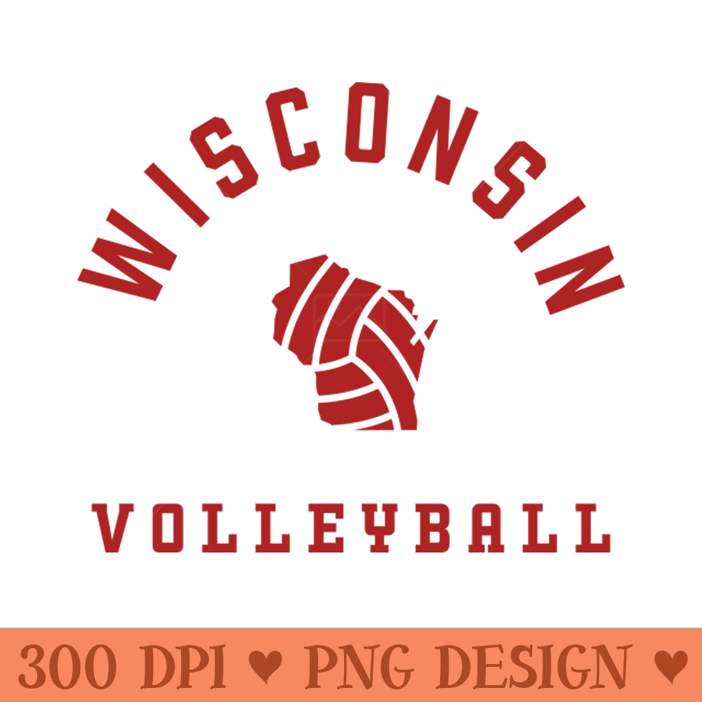 Wisconsin Volleyball Red Indoor Beach Grass - Digital PNG Art - Professional Design