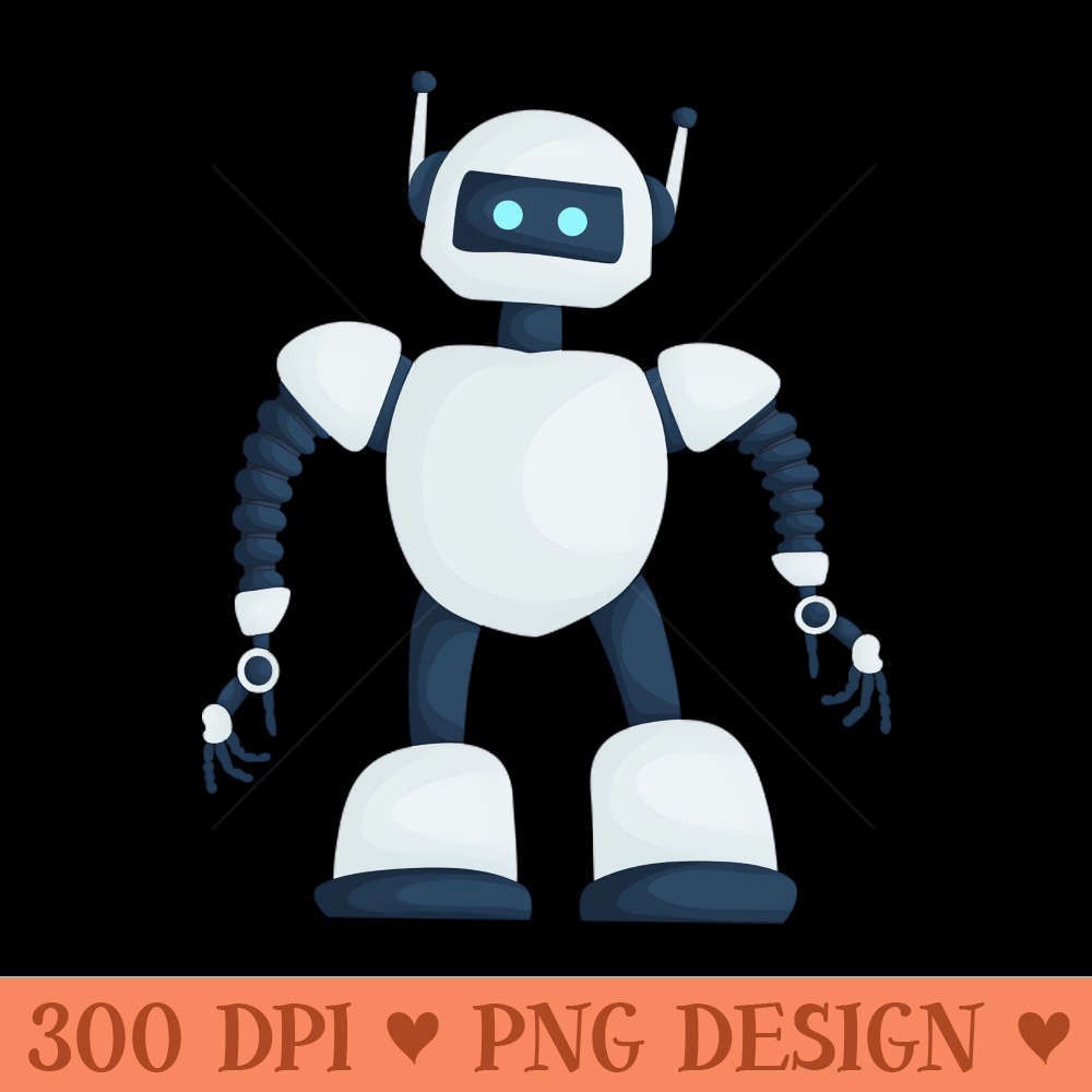 Cartoon White Robot - PNG Illustrations - Unique