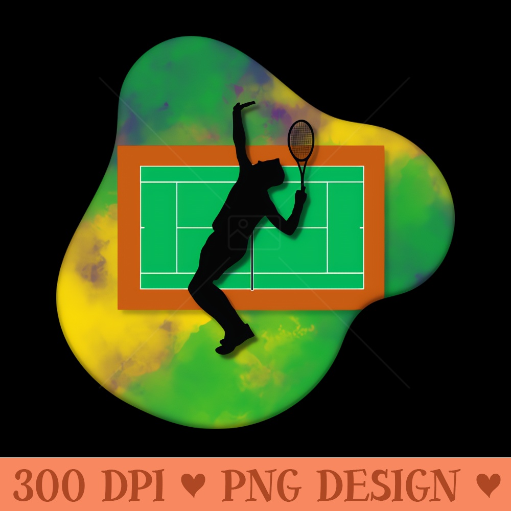 Tennis Player with Tennis Court Background and Wimbledon Colours - Sublimation PNG Designs - Convenience