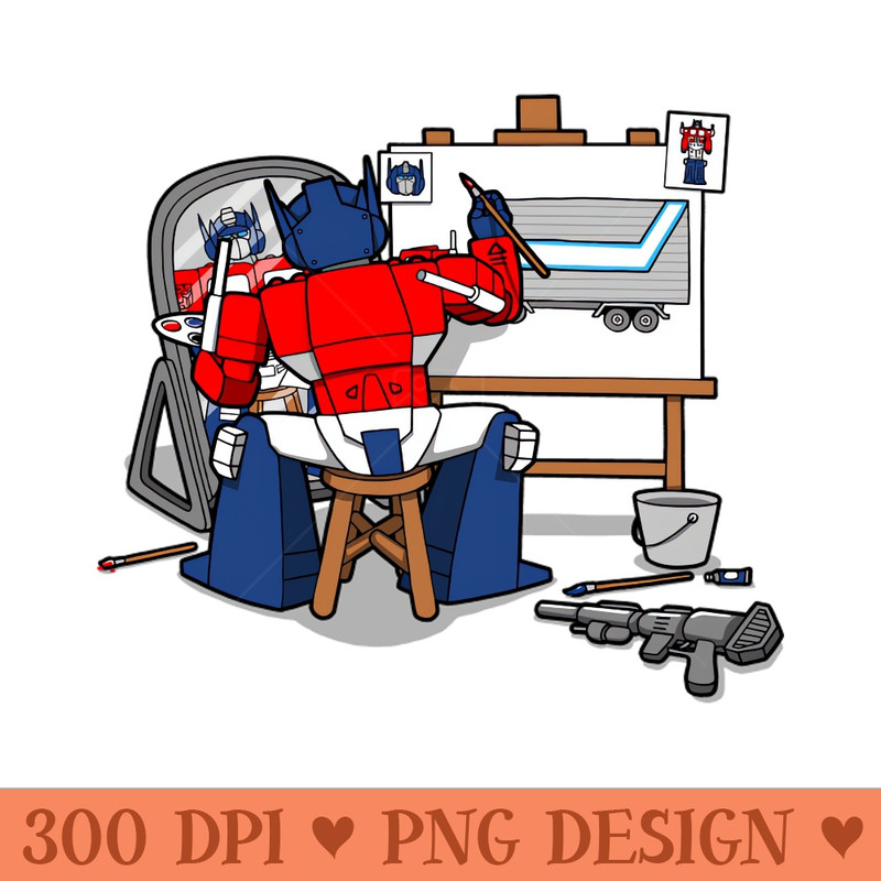 Funny Retro 80s Robot Cartoon Painting Artistic Self Portrait - PNG Designs - Popularity