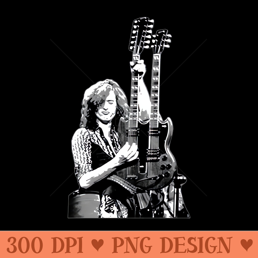 Jimmy Page With Guitars - PNG Graphics - Good Value