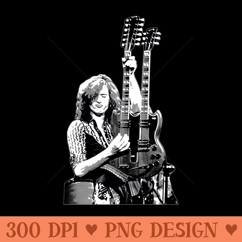 Jimmy Page With Guitars - PNG Graphics - Good Value