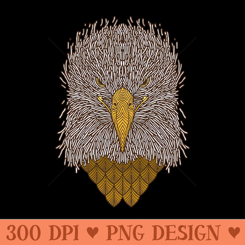 BALD EAGLE HEAD LINE ART - Sublimation PNG - Variety