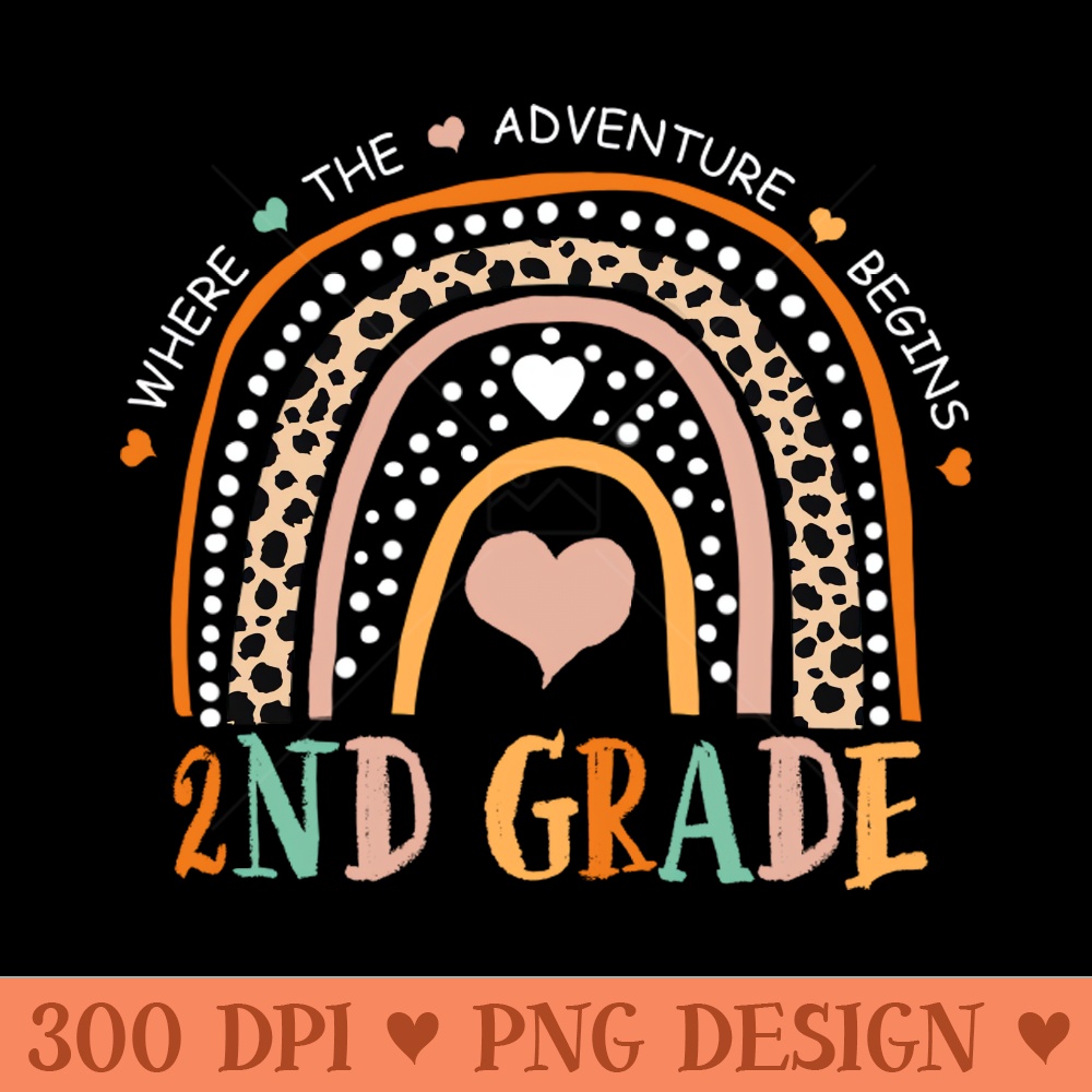Leopard Rainbow 2nd Grade Where The Adventure Begins - PNG Artwork - Professional Design