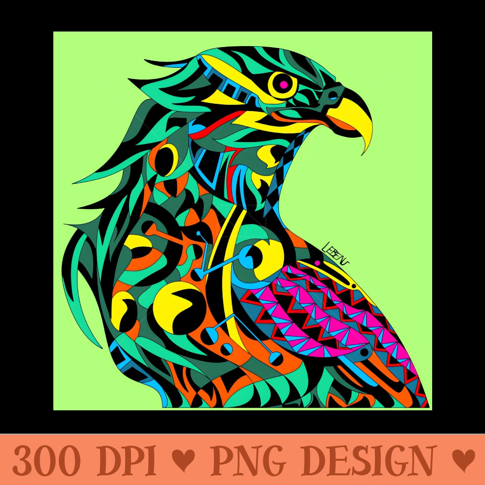 emerald green mecha peregrine falcon halcon ecopop in mexican techno organic tribal totonac patterns - PNG Clipart - Good Value