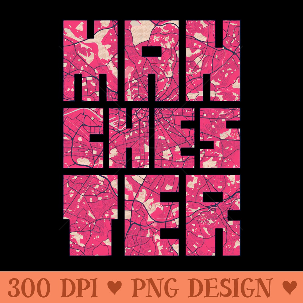 Manchester, England City Map Typography Blossom - PNG Download Website - Popularity