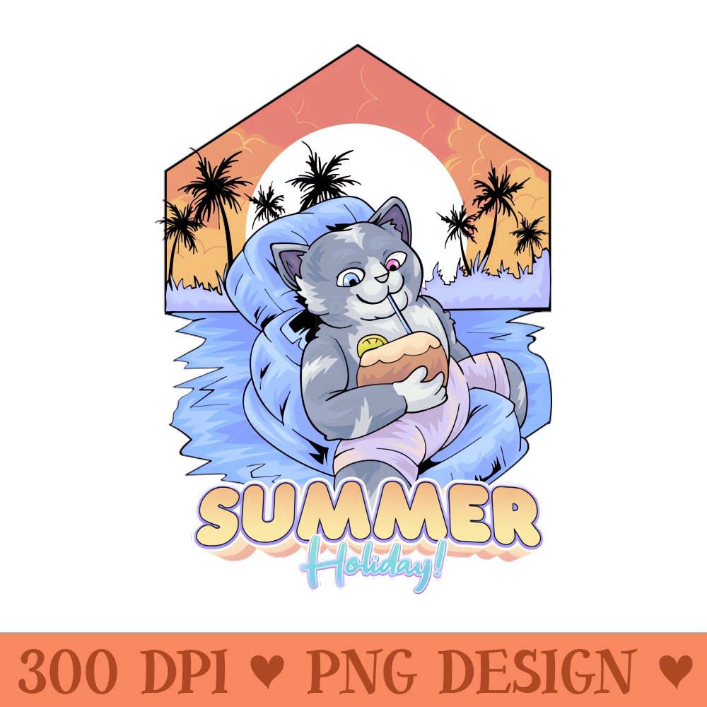 Summer Enjoyed Cat - Premium PNG Downloads - Good Value