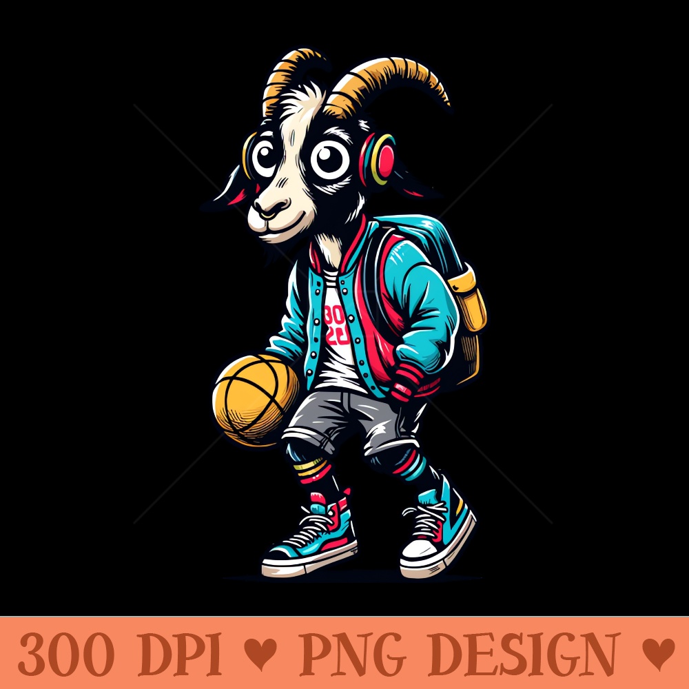 funny goat basketball - Downloadable PNG - High Quality 300 DPI