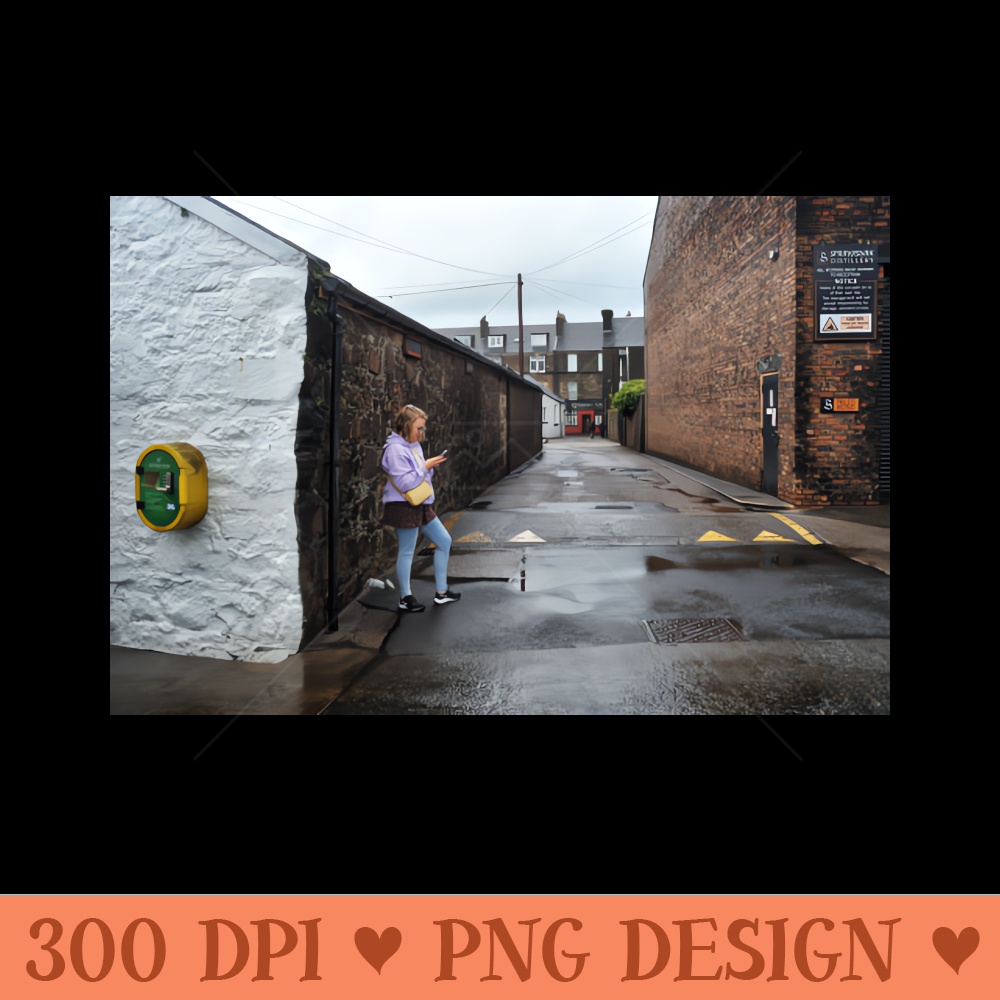 Checking the phone. Springbank Distillery Campbeltown - Digital PNG Download - Professional Design