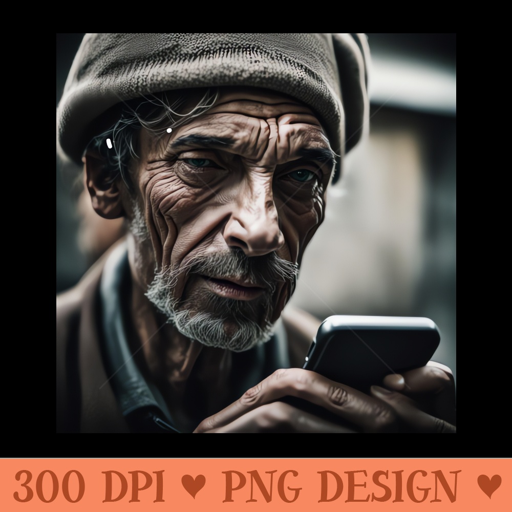 Senior Man in Black Hat Communicating Using Technology - Premium PNG Downloads - Convenience