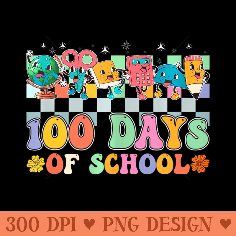 Groovy Happy 100 Days Of School 100 Days Smarter Kids - PNG Design Downloads - Good Value