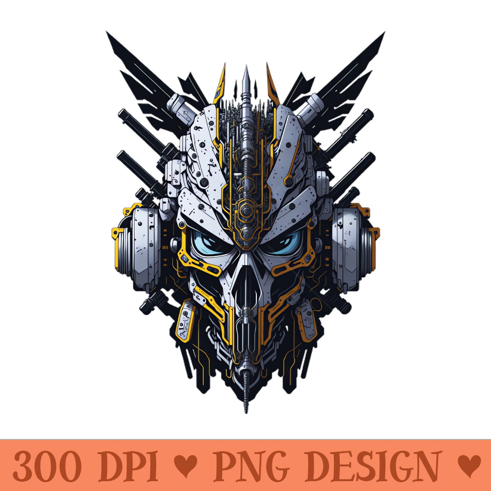 Mecha Skull S01 D22 - Sublimation PNG Designs - High Quality 300 DPI
