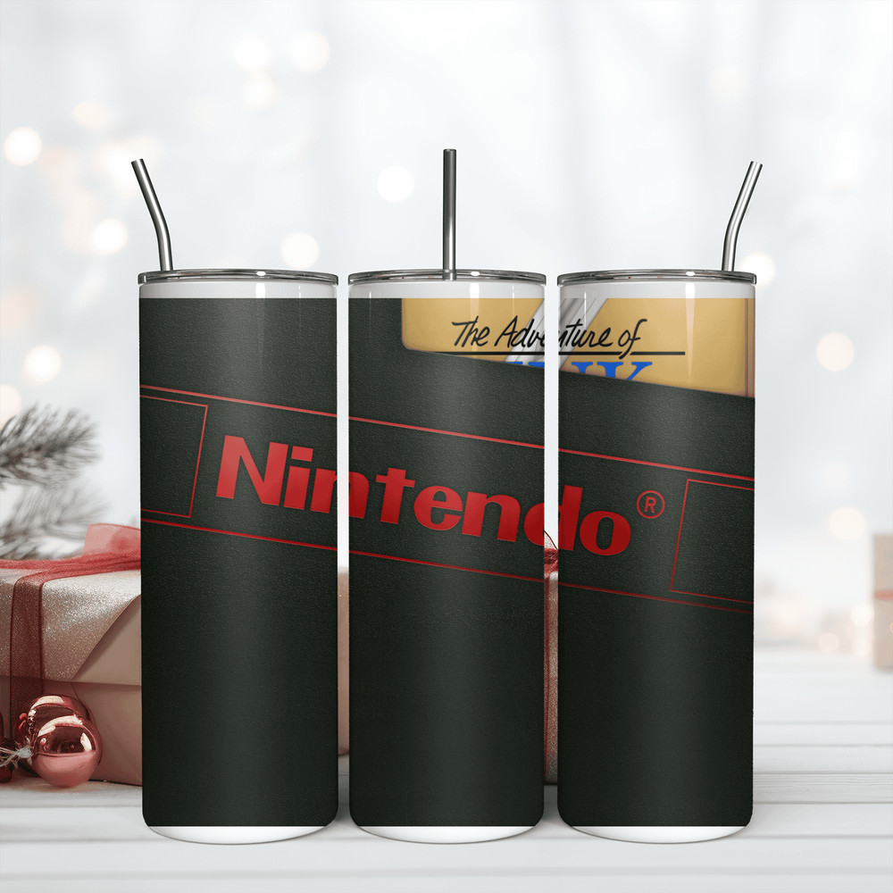 Nintendo Gaming Skinny 20Oz Tumbler Wrap Png, Digital Download PNG, Game Wrap Design Png.png