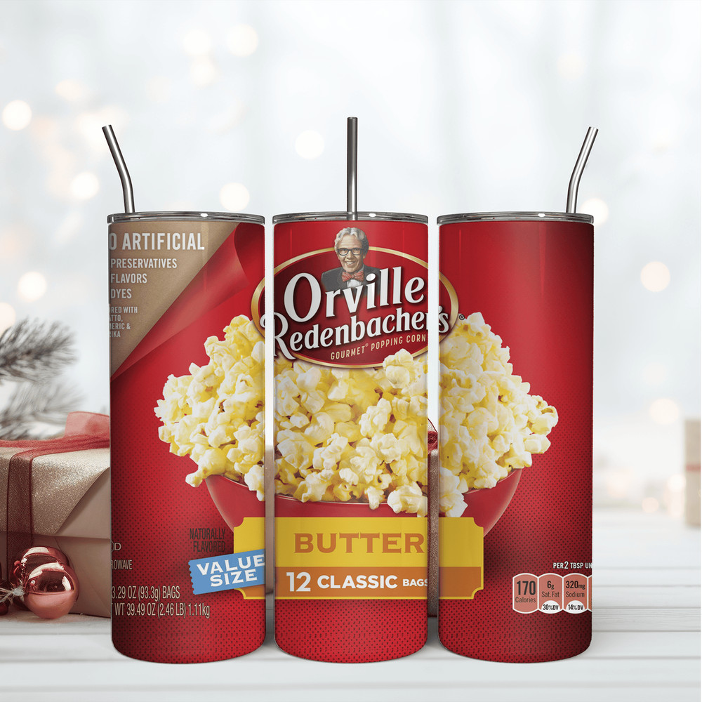 Orville Popcorn 20Oz Tumbler Wrap Sublimation Design, 20OZ Tumbler Wrap Design.png