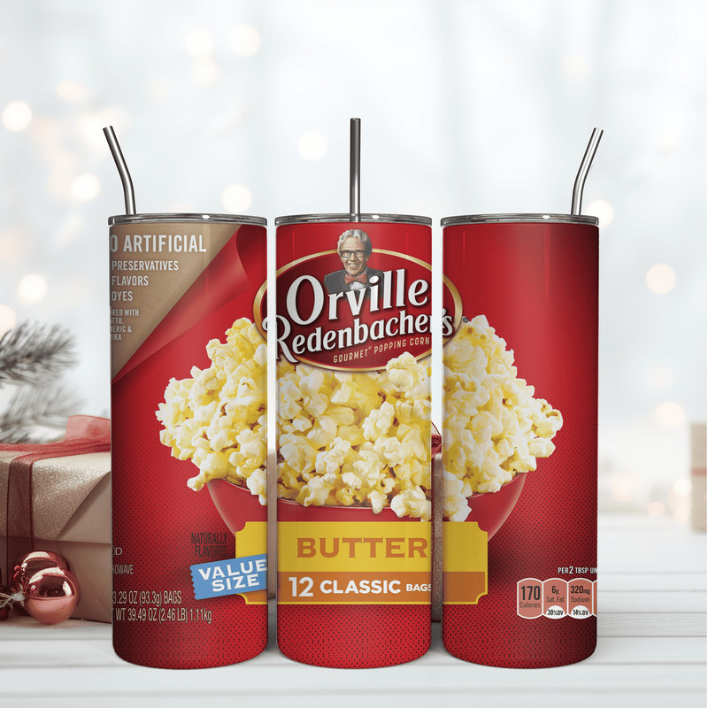 Orville Popcorn 20Oz Tumbler Wrap Sublimation Design, 20OZ Tumbler Wrap Design.png