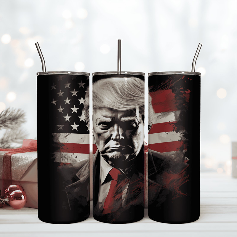 Patriotic All American Trump Tumbler, Trump 20 oz Skinny Straight Tumbler Png.png