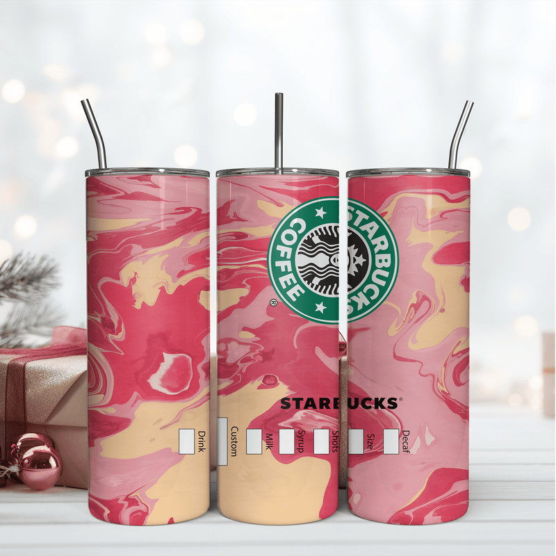 Pink Camo Starbucks Logo 20Oz Tumbler Wrap Sublimation Design, Brand Tumbler Wrap Design.png