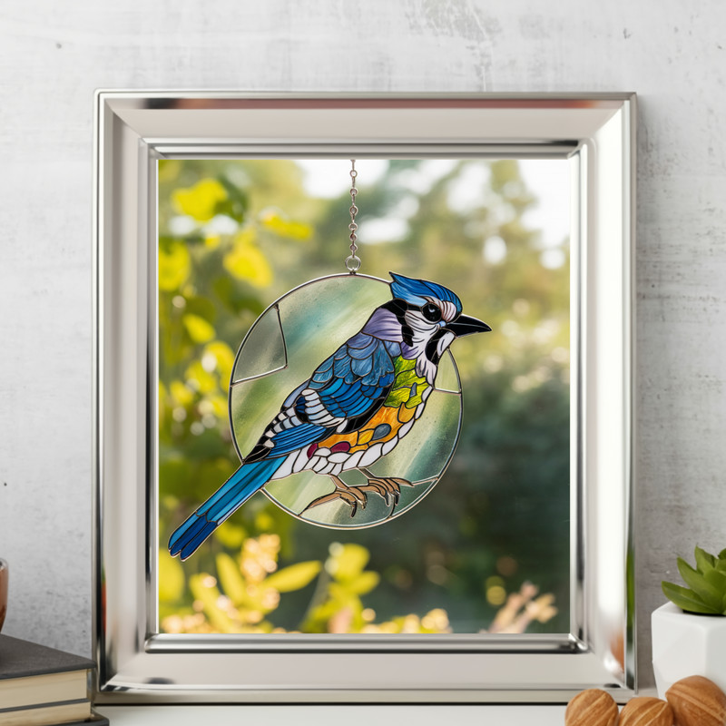 Bluehay Stained Glass Art Bluejay Suncatcher.png