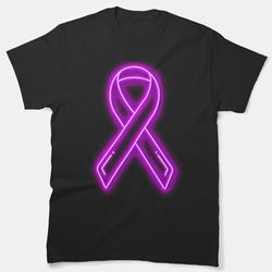 purple neon awareness ribbon classic t-shirt