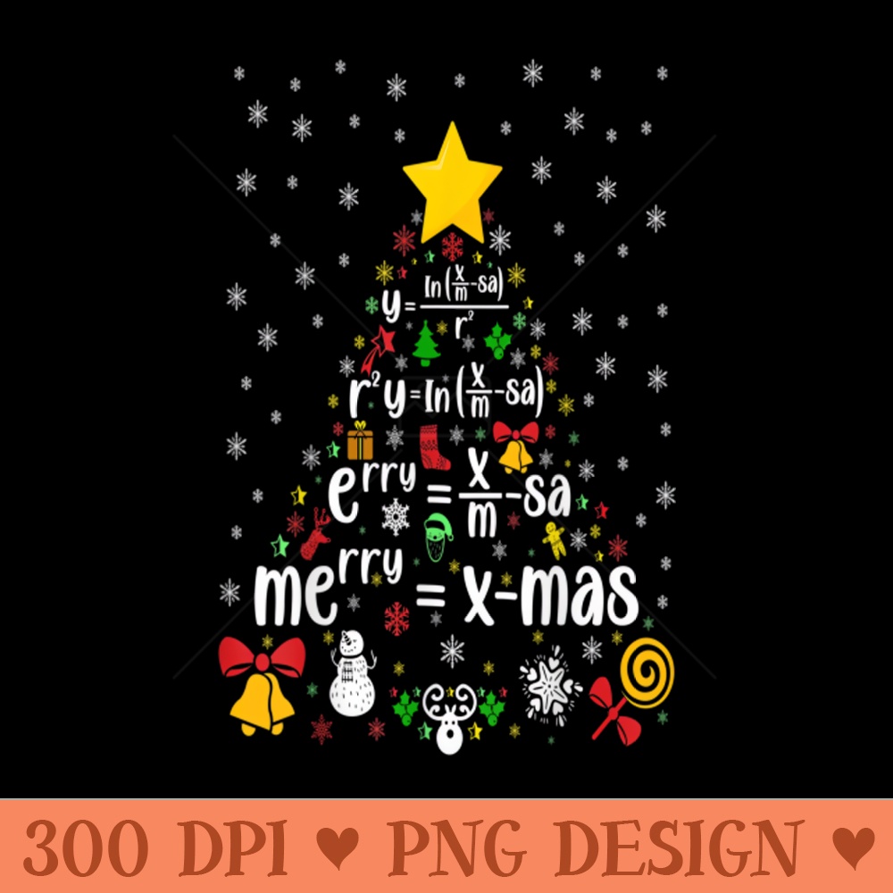 Math Christmas Tree Mathematics Math Professor - High Quality PNG - High Quality 300 DPI