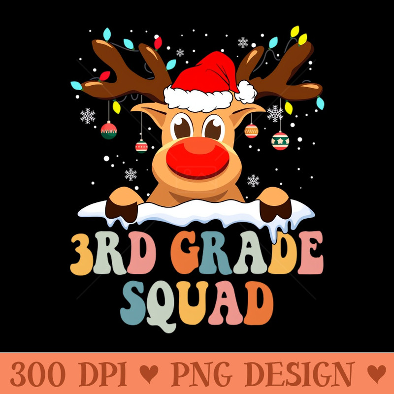 Reindeer 3rd Grade Teacher Squad Christmas Back To School - PNG Download Bundle - Unique