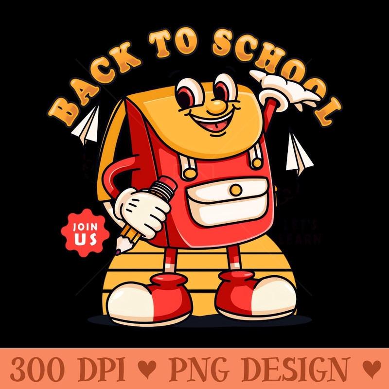 Back to School, retro schoolbag mascot character invites back to school - PNG Download Bundle - Flexibility