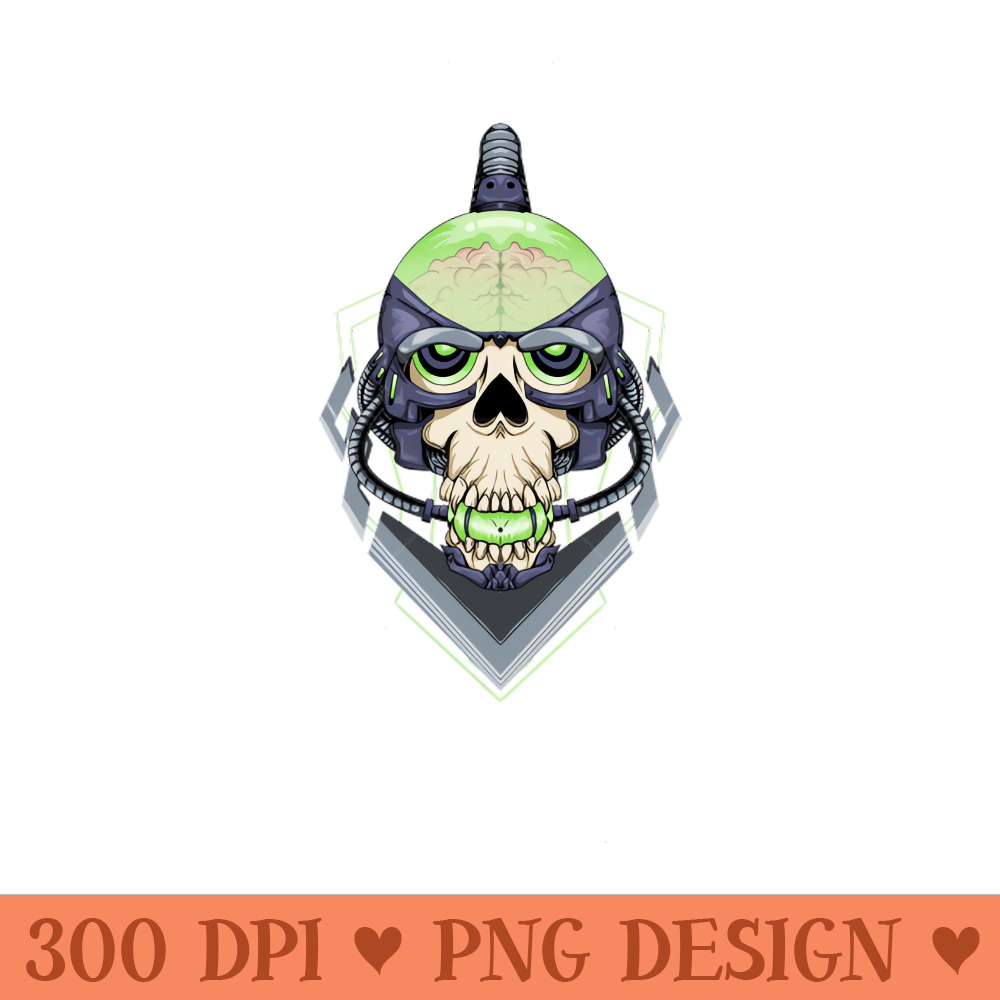 Green Skull Mecha - PNG Graphics - High Quality 300 DPI