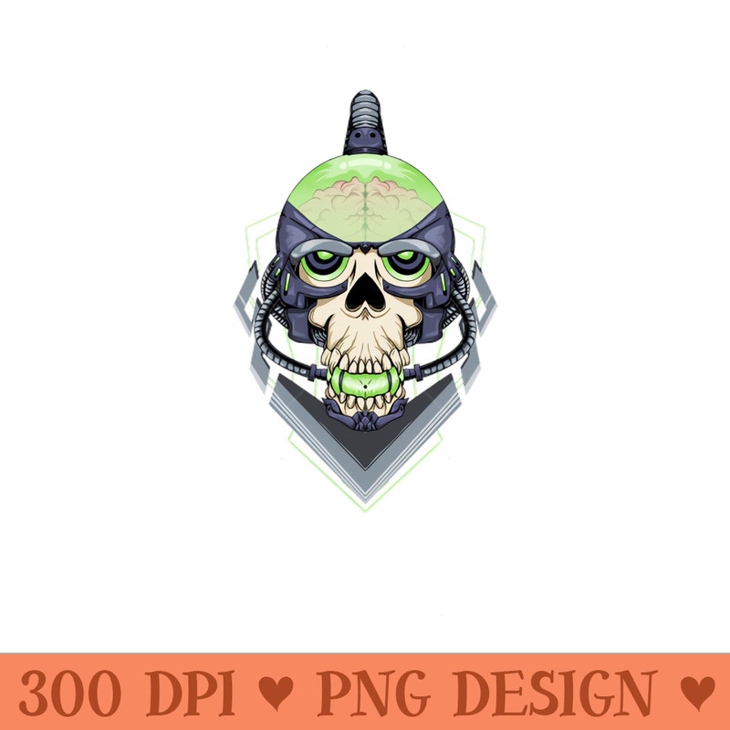 Green Skull Mecha - PNG Graphics - High Quality 300 DPI