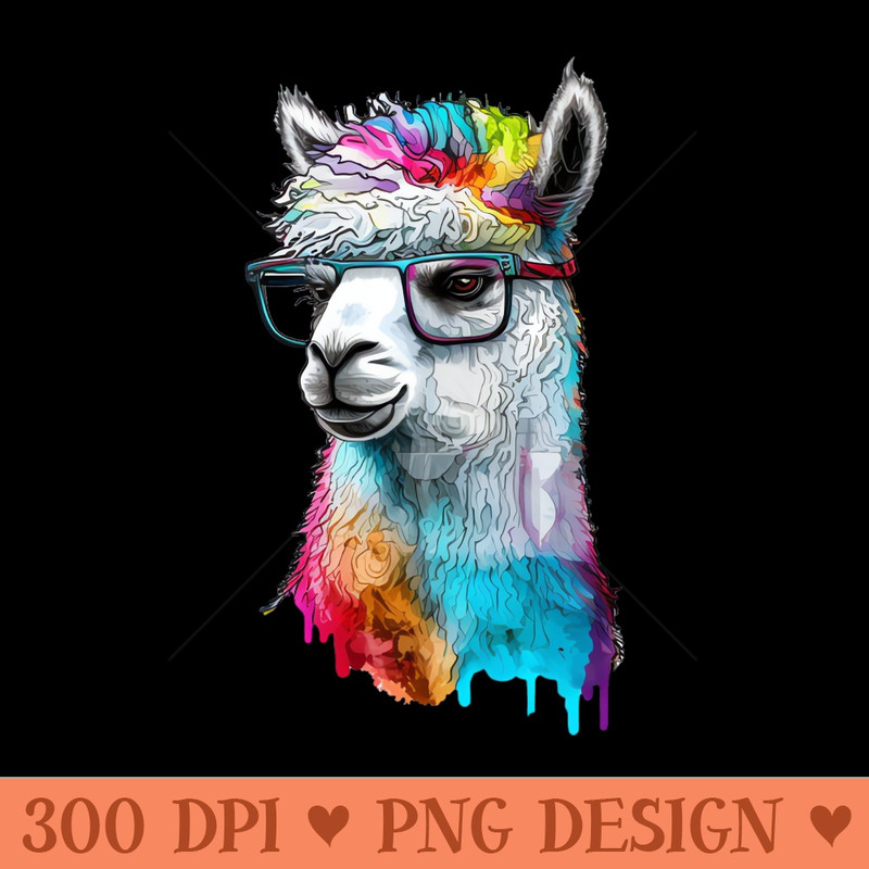 Alpaca Llama with nerd glasses - PNG Illustrations - Latest Updates