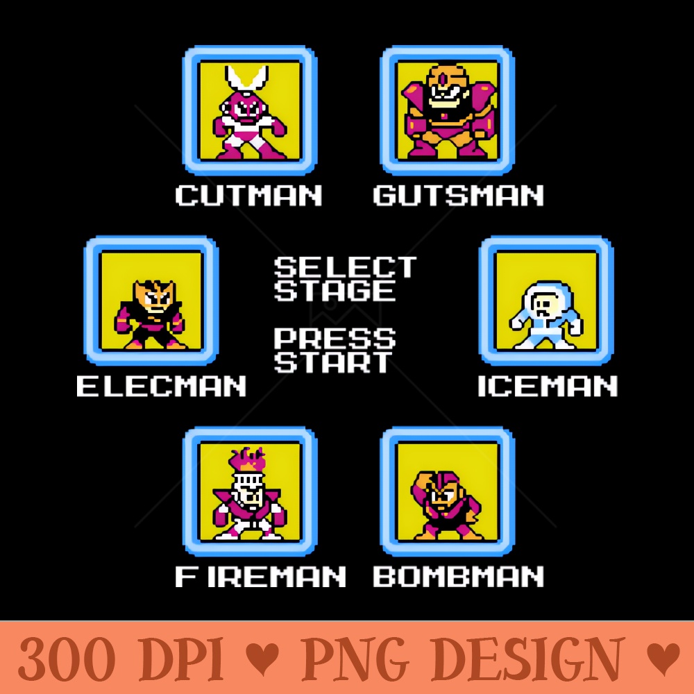 Mega Man Stage Select - Digital PNG Art - Latest Updates