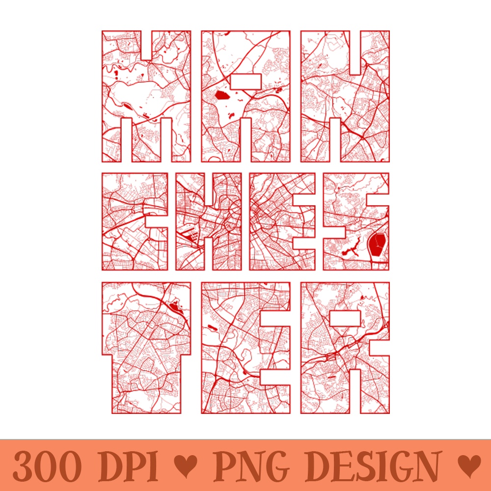 Manchester City of England City Map Typography Oriental - High Quality PNG - Variety