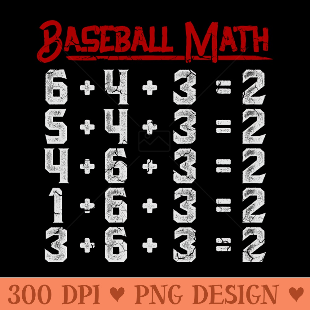 Baseball Math Double Play - Digital PNG Download - Professional Design