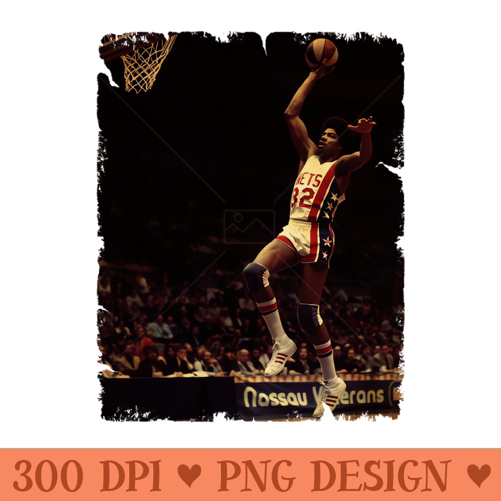 Julius Erving Vintage Design Of Basketball - PNG Image Downloads - Professional Design