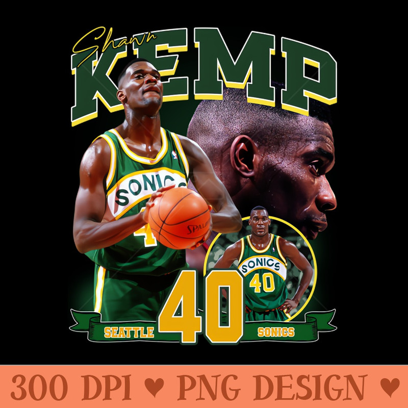 Shawn Kemp The Reign Man Basketball Legend Signature Vintage Retro 80s 90s Bootleg Rap Style - Digital PNG Art - High Quality 300 DPI