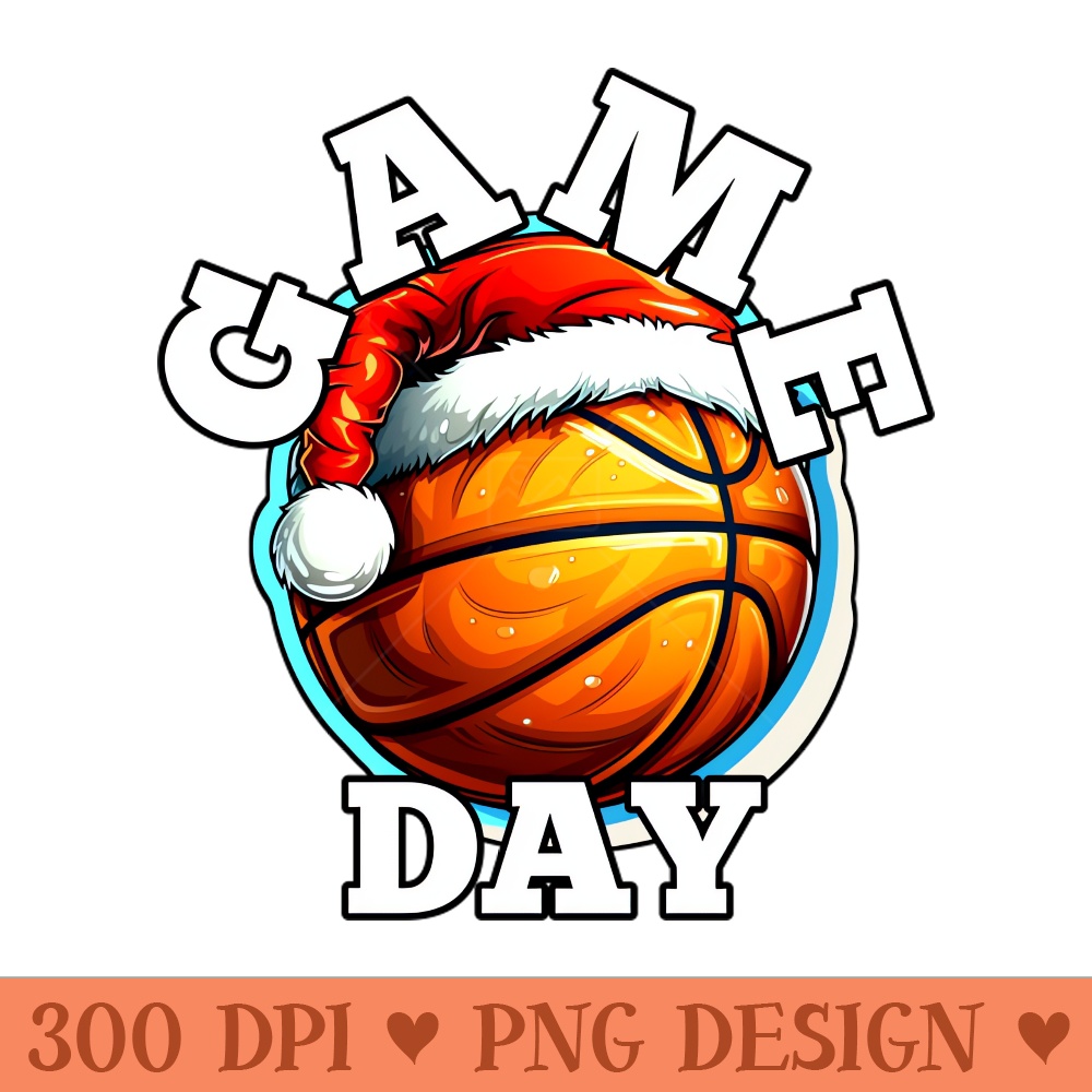 Game Day Basketball Christmas - Digital PNG Art - High Quality 300 DPI