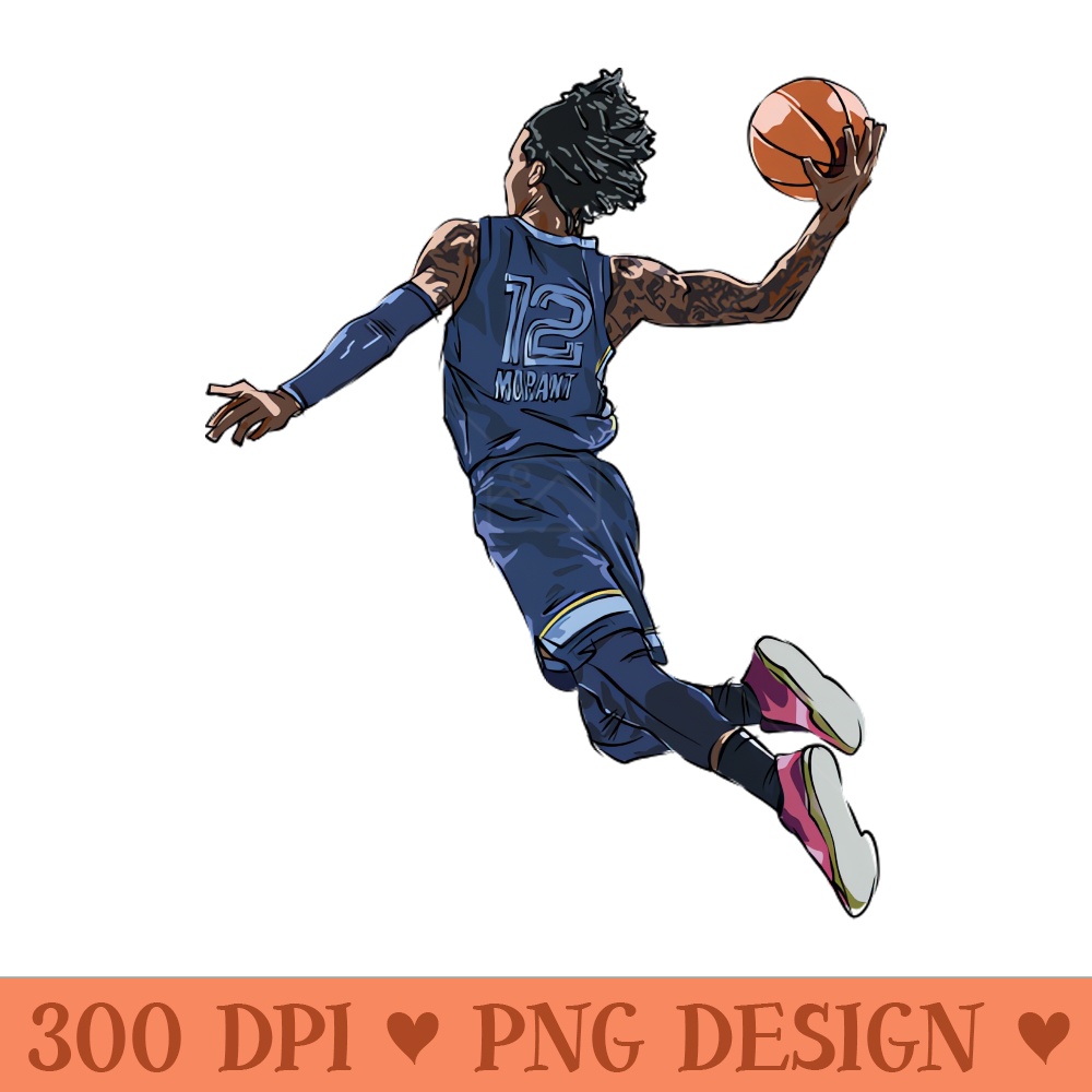 Ja Morant Dunk Sketch - High-Quality PNG Download - Unique