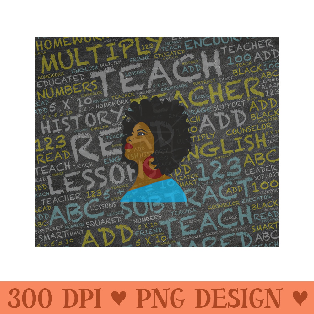 African American Teacher Afro - Digital PNG Download - Professional Design