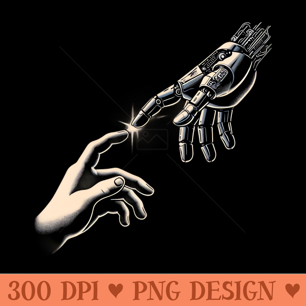 Futuristic Robot Hand Touching Human Finger - PNG Designs - Good Value