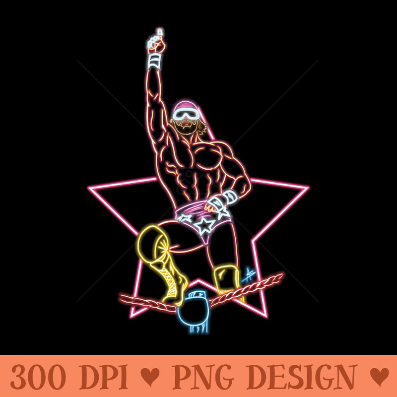 Macho man Top Rope neon - PNG Designs - High Quality 300 DPI