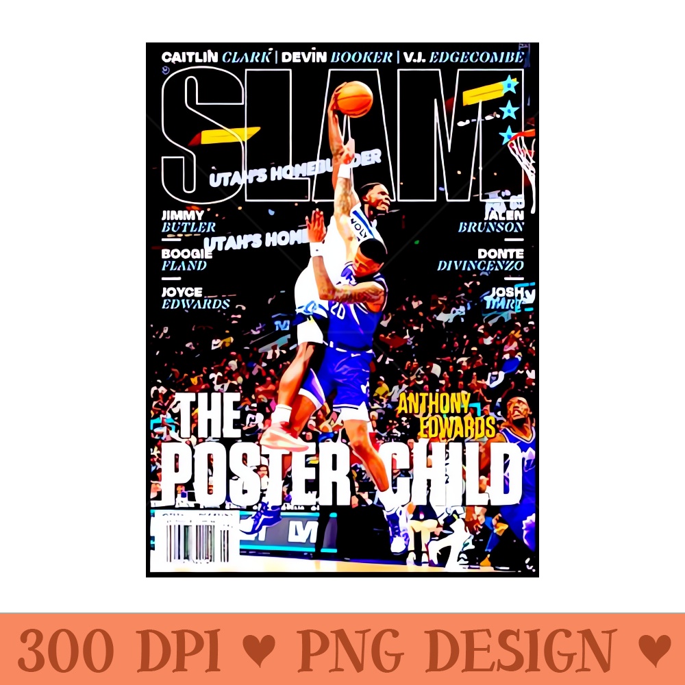 Anthony Edwards the poster vintage SLAM - Digital PNG Files - High Quality 300 DPI