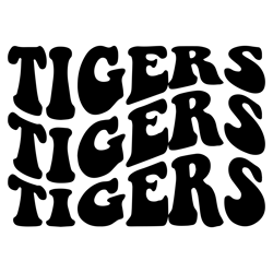 tigers wavy stacked svg, go tigers svg, tigers team, retro vintage groovy font.