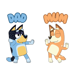 mum and dad svg - chilli and bandit svg - bluey svg - blue dog