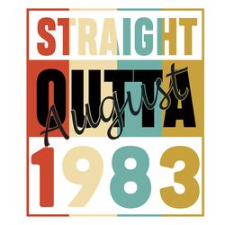 straight outta august 1983, birthday svg, born in 1983, 1983 birthday