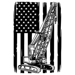 crane truck with flag svg, crane svg, mobile crane svg, crane clipart